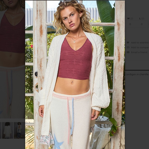 Pol “ Brea ” POL Long Sleeve Chenille Cardigan with Floral Print Contrast - Picture 7 of 7